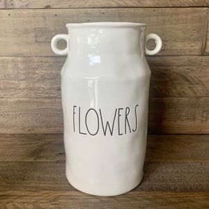 FLOWERS large Farmhouse Milk Jug Vase Rae Dunn
